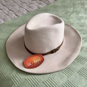 Bigalli Wool Felt Hat - Water Repellent - Beige Cream Tan - Large with Tags